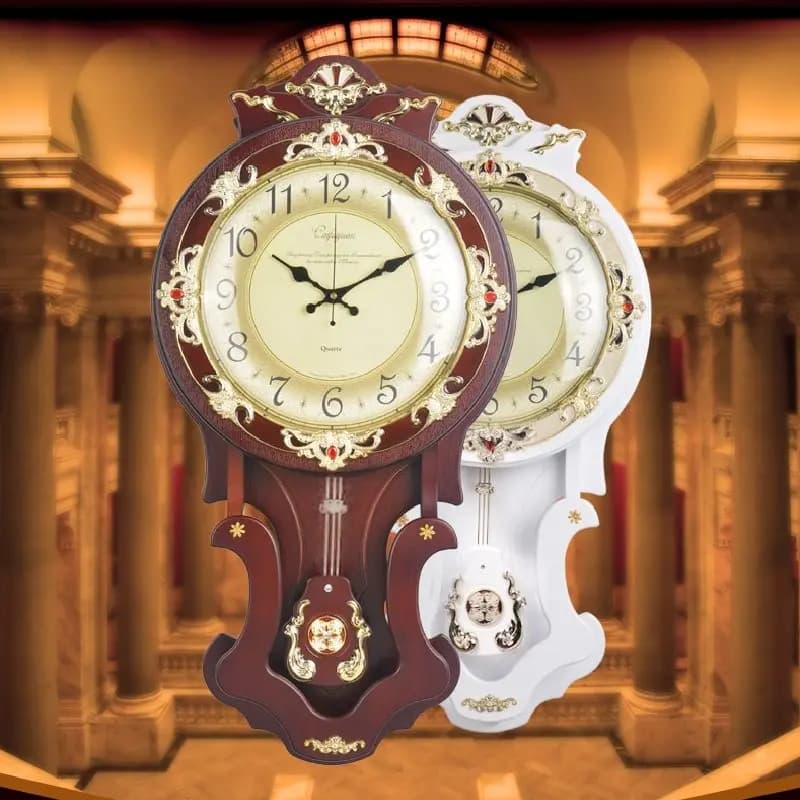 Large European Living room clock Silent clock Retro pendulum clock Wall Quartz cloc