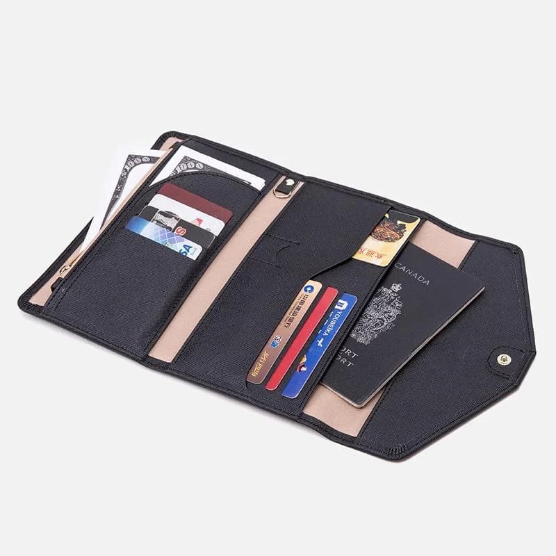 Nuovo Portadocumenti Multifunzionale, Portafoglio da Viaggio Portatile Antifurto con Protezione Carte per Uomini e Giovani, in Pelle PU con Superficie Morbida