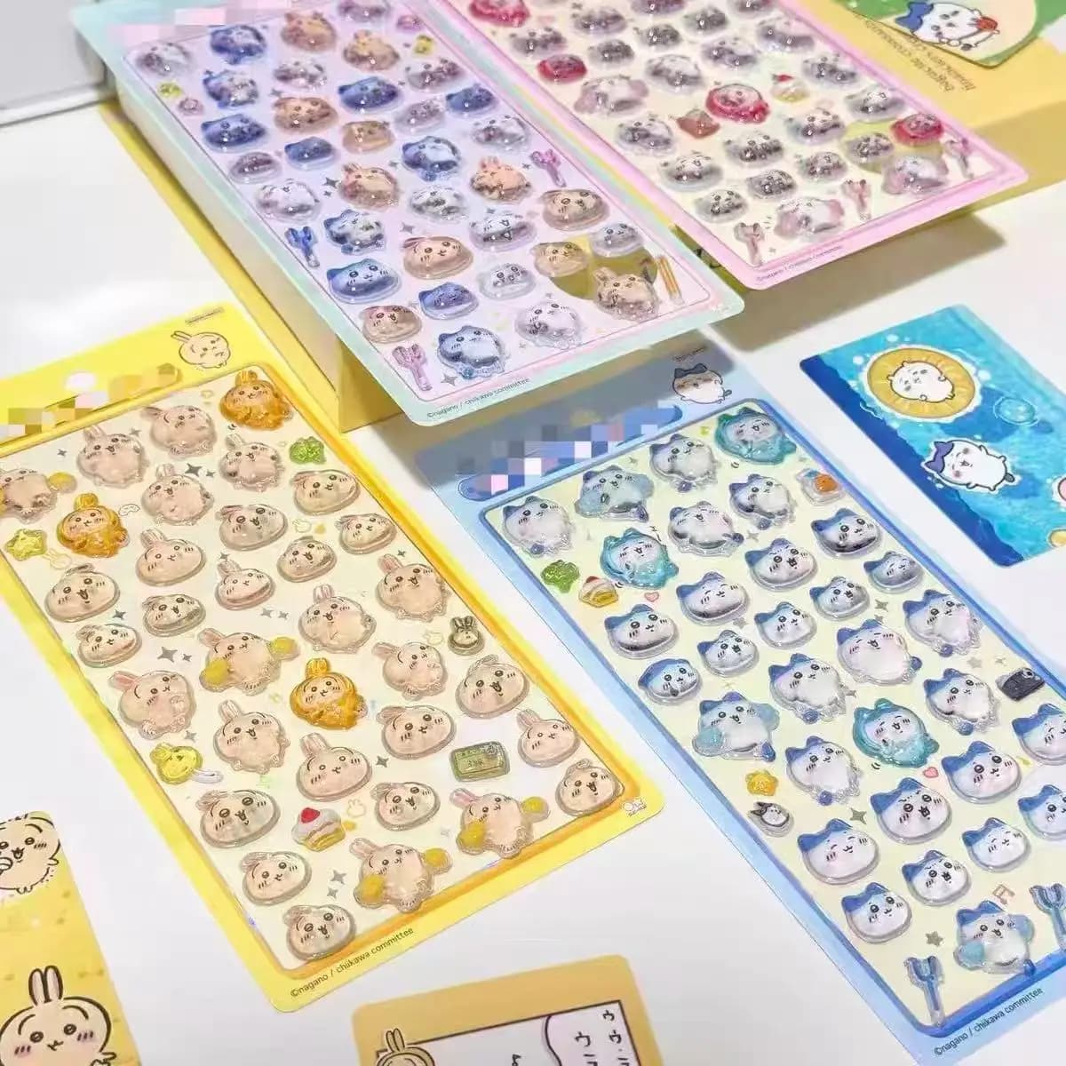 8PCS Chiikawa Kawaii 3D Crystal Stickers Waterproof Adhesive Decals for Phone Laptop Water Bottle DIY Journal and Kids Gift Toy