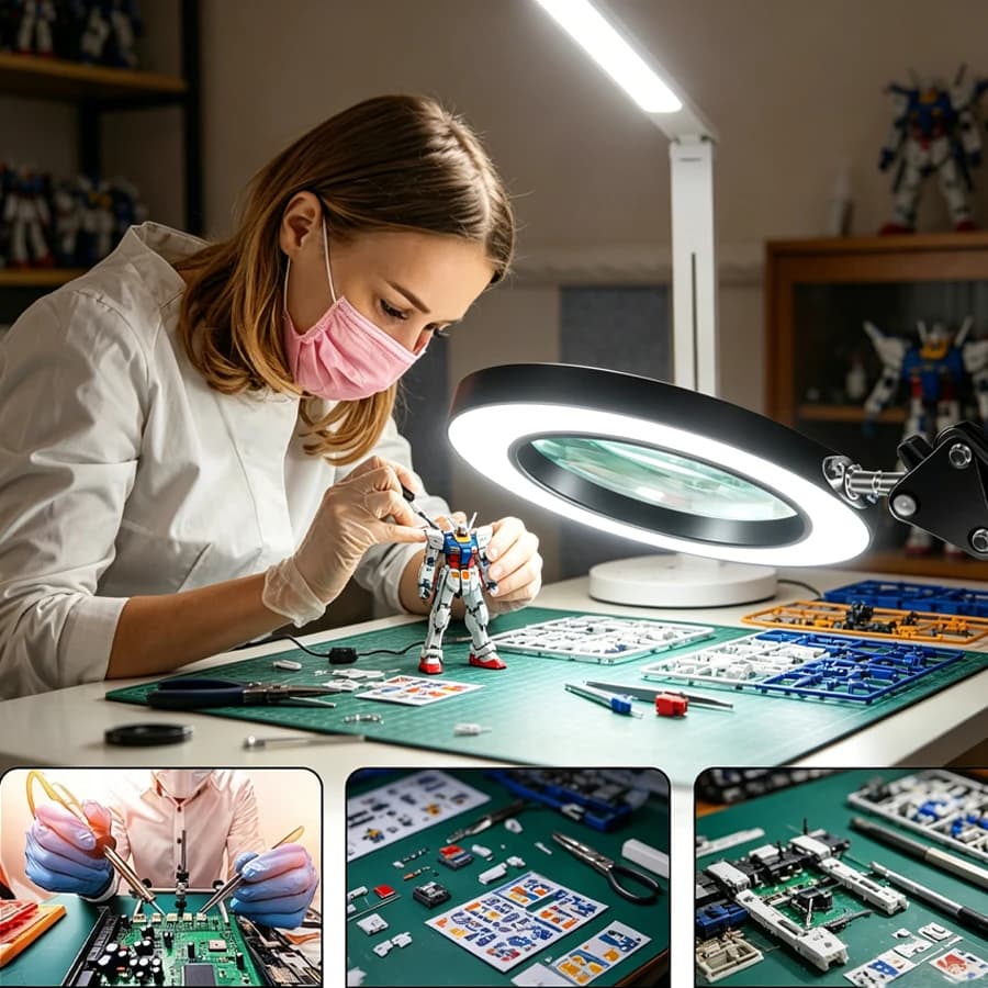 Lampada in vetro con lente d'ingrandimento a 3 colori 72LED Ingrandimento 8X/10X con alimentazione USB per lampada da scrivania per riparazioni elettroniche e cura di bellezza di precisione