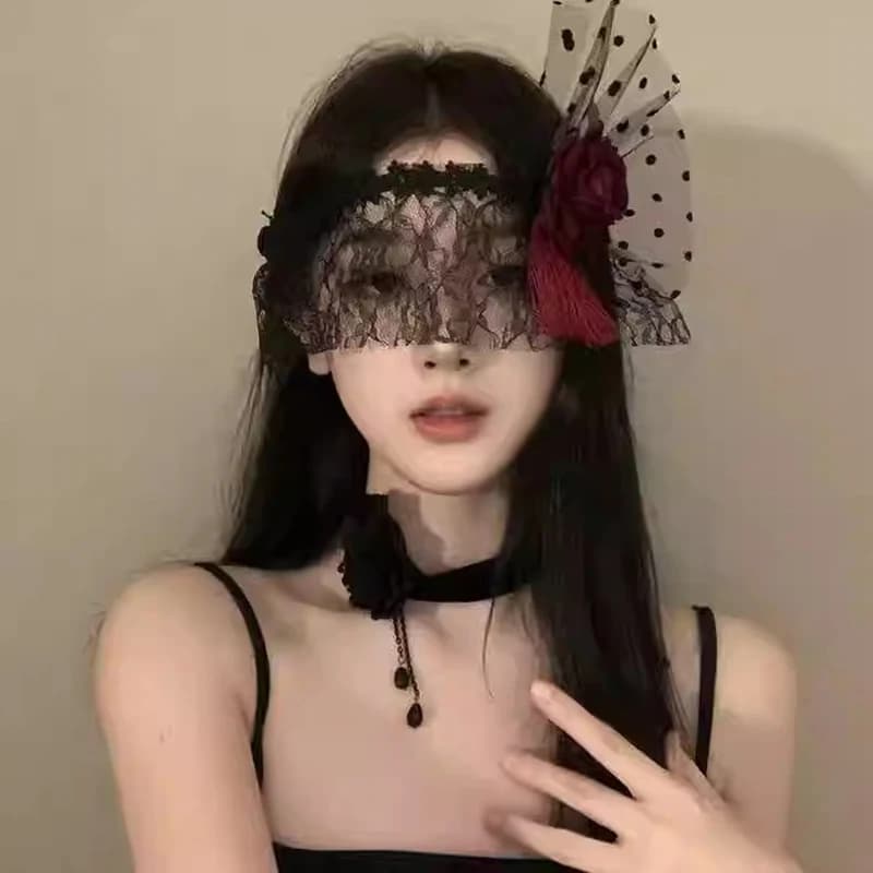 Mezza maschera sexy in pizzo floreale, accessorio per feste da principessa retrò, ideale per costumi in maschera gotica