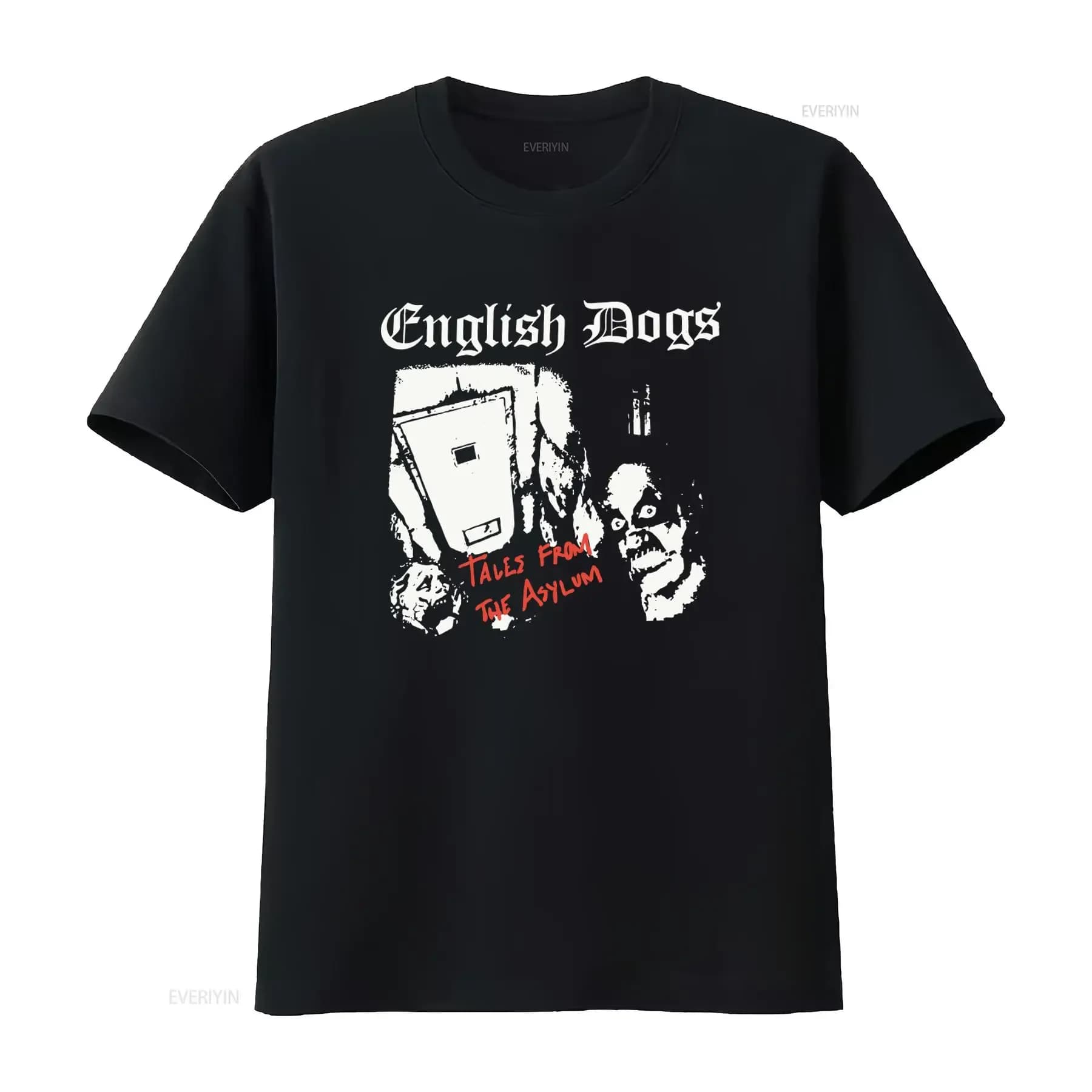 Rara maglietta vintage English Dogs T Shirt Mad Punx Punk Band Tales From The Asylum con stampa vintage, lavata, elegante e versatile