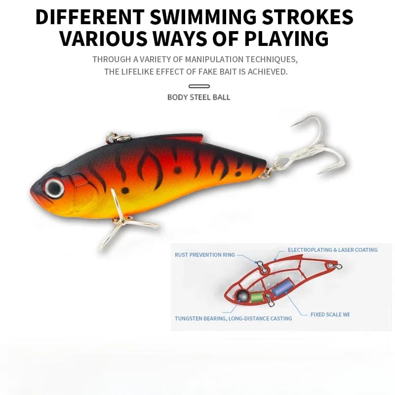 Doppio gancio Lipless Crankbaits Pesca 7.5cm 14.5g Marea Acqua salata Traina Esca dura artificiale Affondamento Esche da pesca Vib Lure