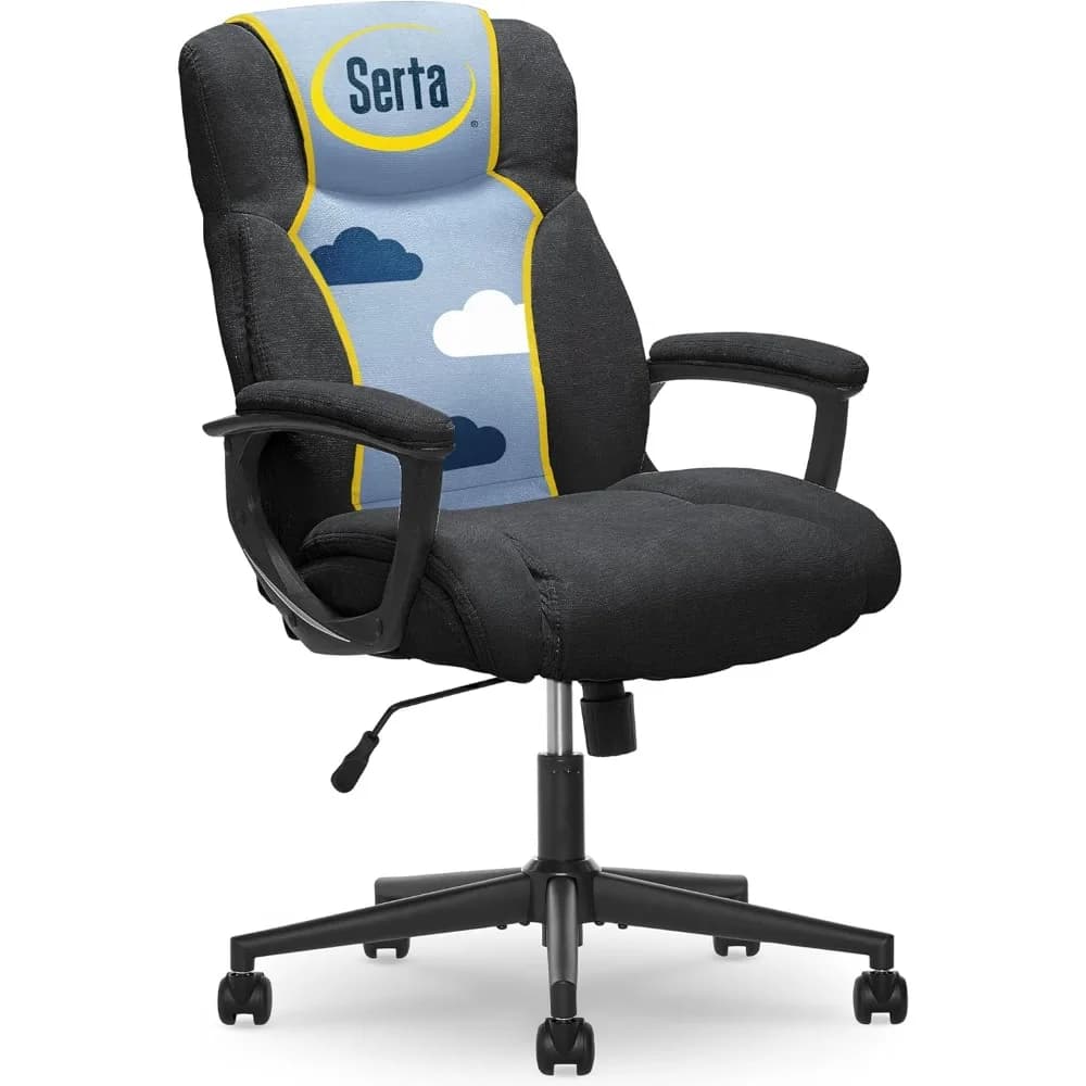Sedia da ufficio direzionale Serta Connor, sedia ergonomica per computer con cuscini per il corpo a strati, lombare sagomato, sedile regolabile, microfono