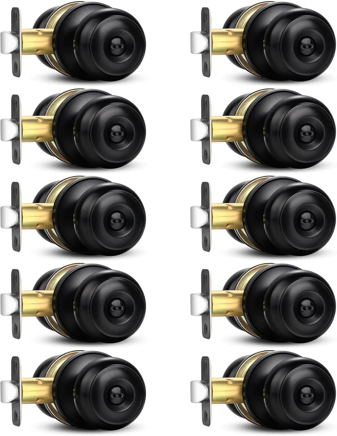 Maniglie per Porte Senza Chiave in Nero Opaco, Set da 10 per Interni/Esterni, Camera da Letto, Bagno, Hardware Moderno
