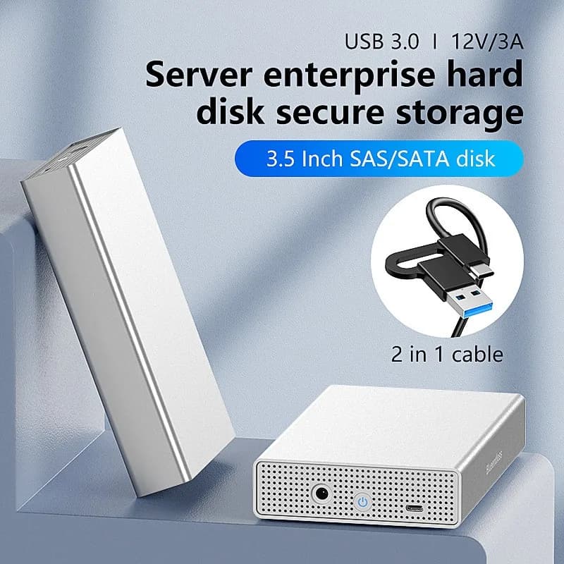 Usb C To 2.5/3.5 Inch SAS/SATA Support Max 20Gb Disk External Hdd Case for Laptop