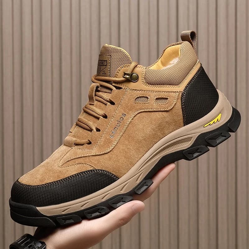 Scarpe invernali da uomo Stivali in vera pelle Stile sportivo da esterno Scarpe casual da trekking Stivaletti corti in peluche