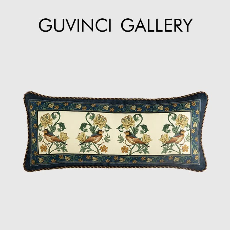 GUVINCI GALLERY Fodera per cuscino lombare Obling in stile americano Retro Foglia d'acero Uccello Federe per cuscini decorativi 30x70 cm Decorazioni per la casa autunnali