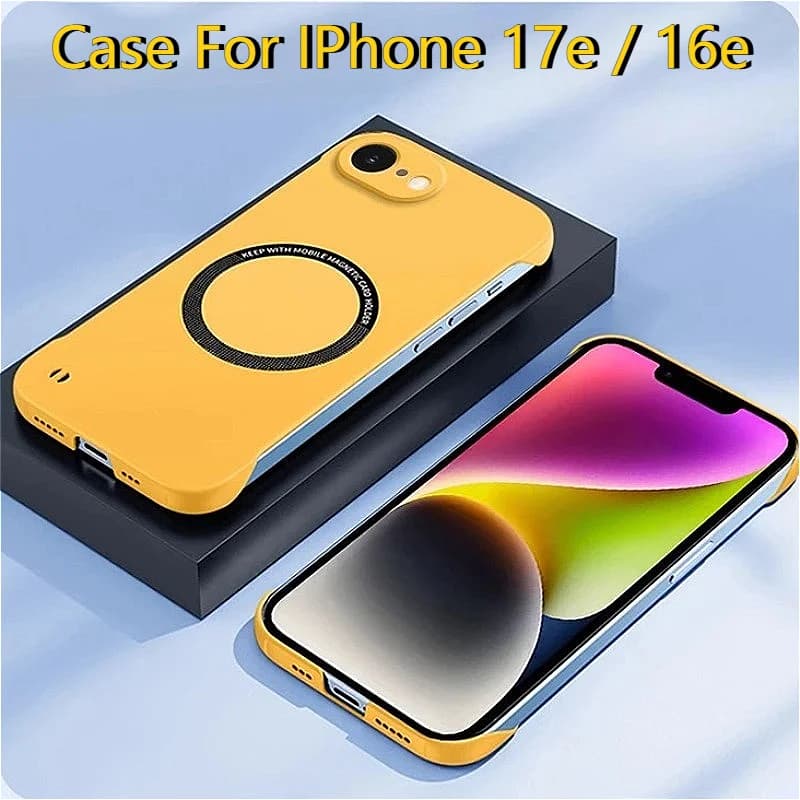 Custodia Magnetica Sottile Senza Cornice 17e per MagSafe per iPhone 17 16E 15 14+ 13 12 Mini Pro Max, Cover Rigida in PC Opaca per Ricarica Wireless