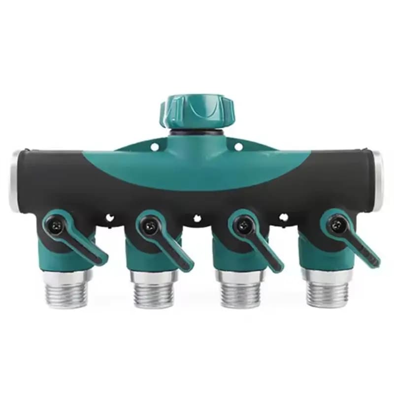 B62B-Splitter per rubinetto da esterno a 4 vie per adattatore per tubo dell'acqua, splitter per tubo da giardino per combinazione di rubinetti dell'acqua