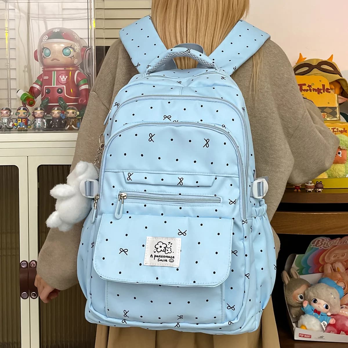 Kawai Large Capacity Backpack for Women Versatile for High School College Students Backpack Instagram Style Backpack Trend