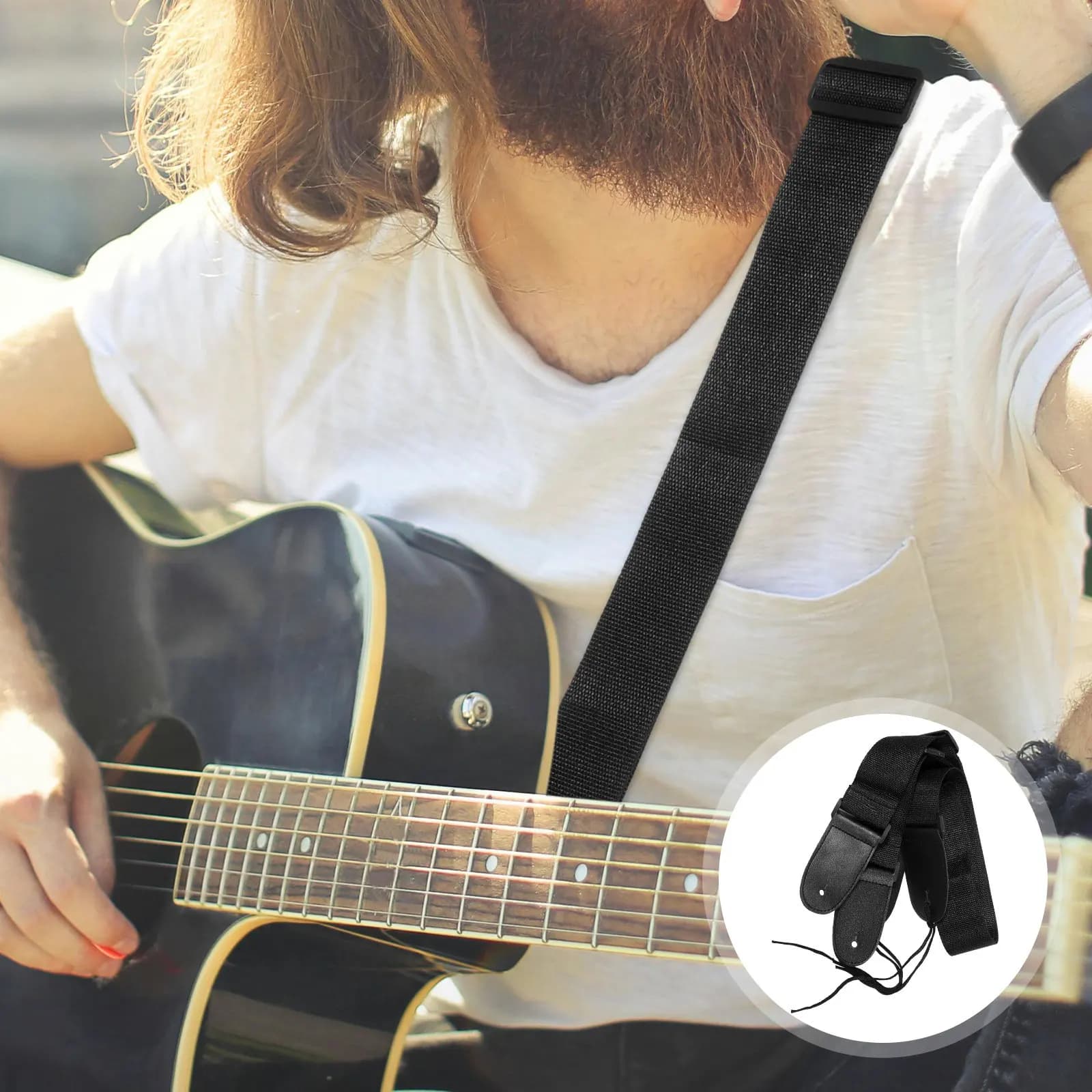 2Pcs Thickened Guitar Strap Adjustable Strong Load Bearing Shoulder Belt for Acoustic Electric Bass Guitar Ukulele