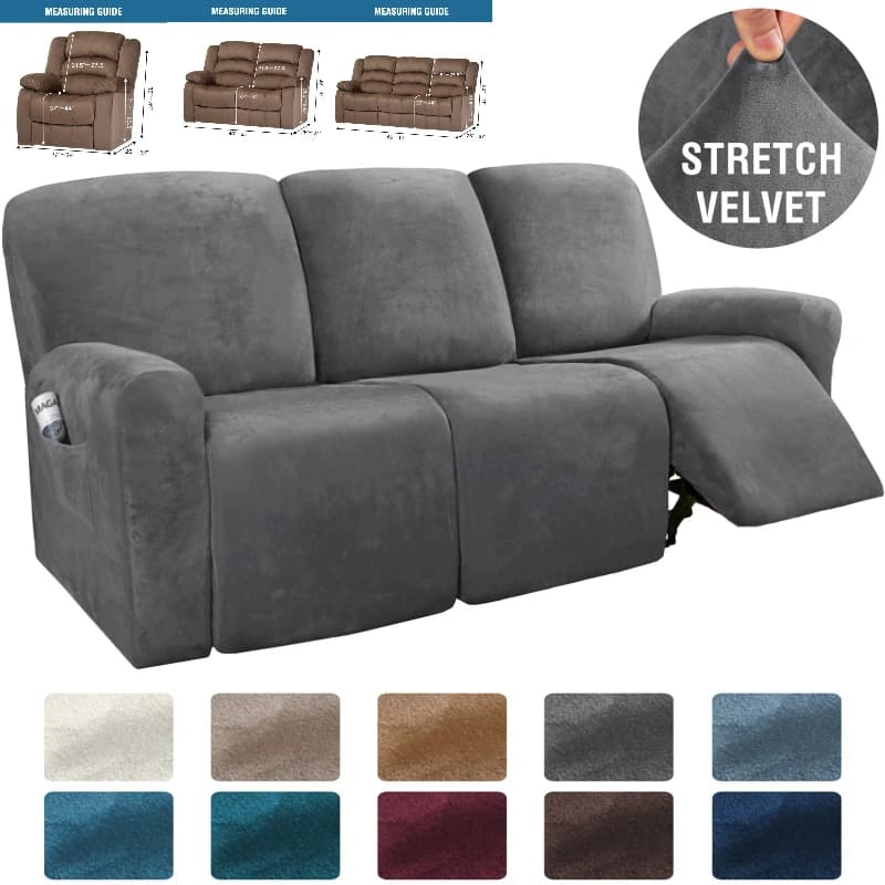 4/6/8PCS Stretch Recliner Sofa Cover Split Type Full Coverage Chair Slipcover Elastic Couch Protector Dustproof for Living Room