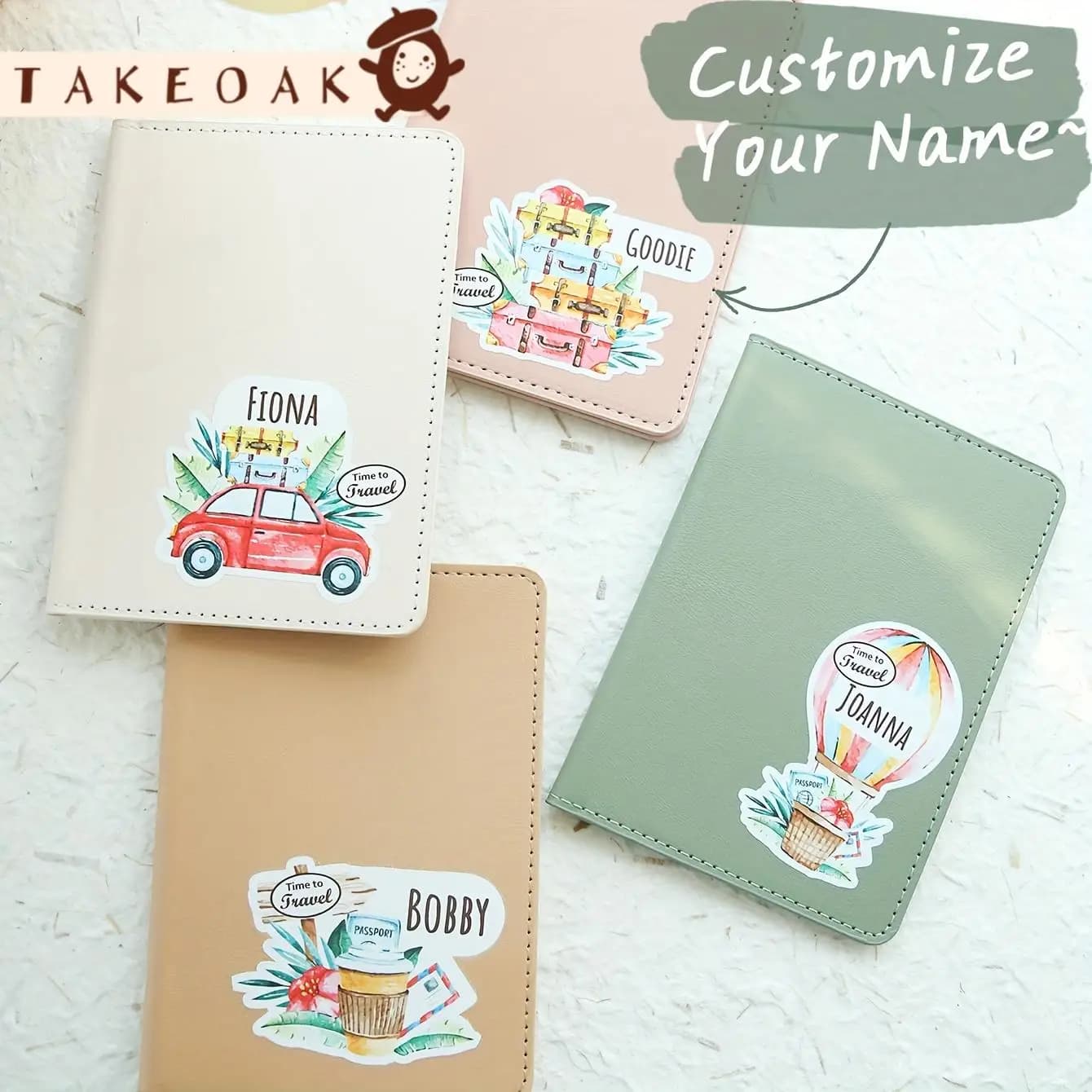 Porta Passaporto in Pelle Personalizzato con Nome, Stile Acquerello Disegnato a Mano, Elegante Porta Carte, Regalo da Viaggio Unico