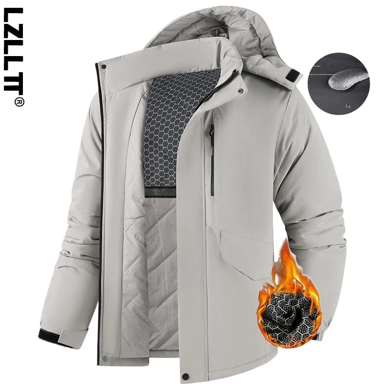 Giacca invernale da uomo addensata impermeabile da esterno da uomo sportiva antivento staccabile cappello giacche uomo multi tasca lavoro safari giacca a vento