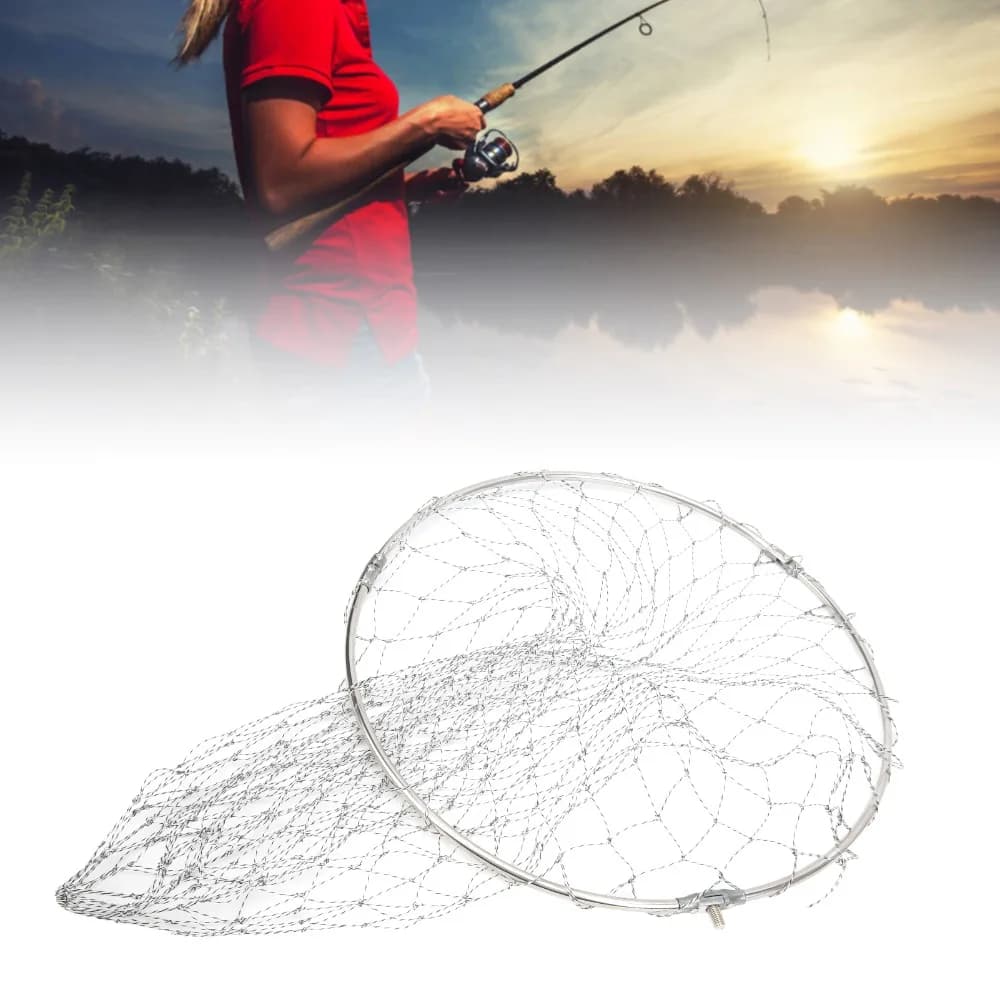 Teste di guadino in nylon portatili Rete da pesca pieghevole da 40 cm Accessorio da pesca per rete da pesca multifunzionale