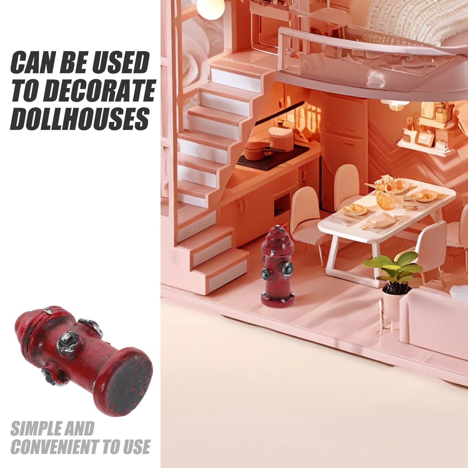 2Pcs Mini Resin Fire Hydrant Micro Landscape Sculpture Firefighter Decor Cake Topper Photography Prop Fire Extinguishing