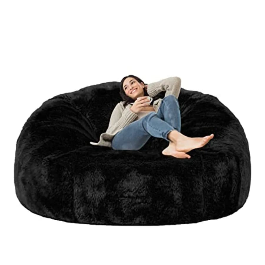 6FT Giant Sacco Armchair Cover in Morbida Synthetic Pelliccia RH, Washable, for Sofa Bed and Armchair Adults, with Lining