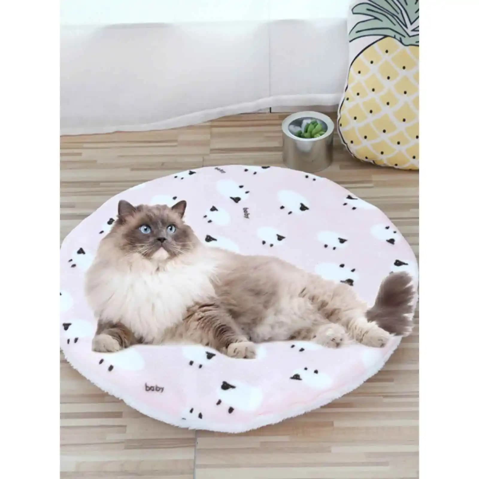 Double-Sided Flannel Pet Mat Dog Bed round Delivery Bed Pad Universal Winter Warm Soft Comfortable Dog Nest Pad