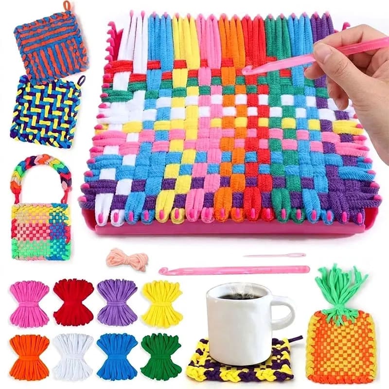 Weaving Loom Kit Toys DIY Arts Crafts for Kids Adults Beginners Ideal Gifts Easy Potholder Loom Knitting Activity Craft Loops