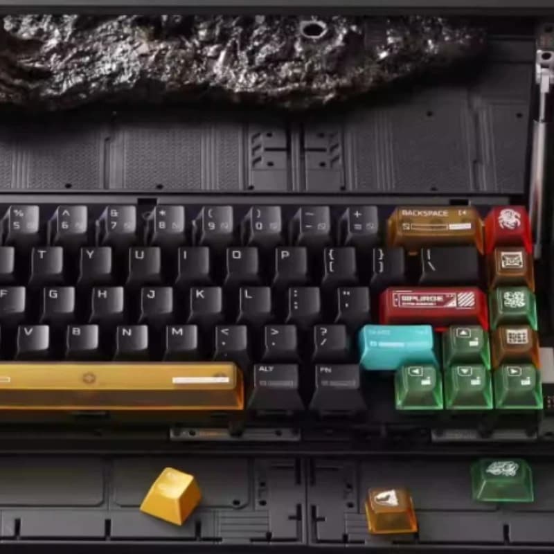 Set di Tasti a Tema Nero Personalizzati in PBT/PC, Profilo Cherry, Spessore 1.7mm per Tastiere Meccaniche, Accessori e Regali