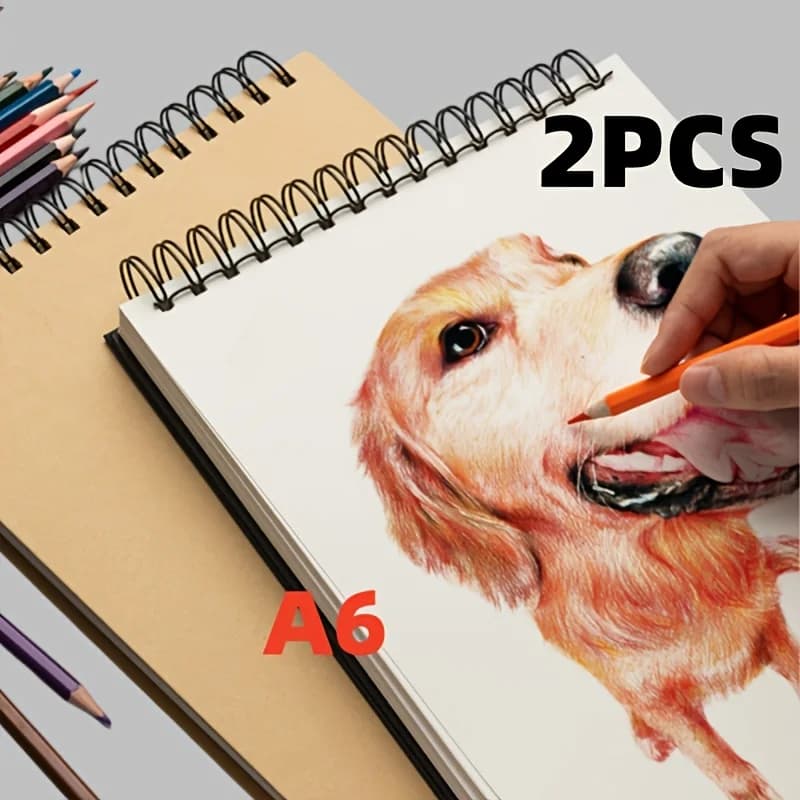 2pcs of 30 Sheets Vintage Cowhide Textured Sketchbook - Acid-Free Watercolor Paper with Top Spiral Binding, Durable Art Sketchbo