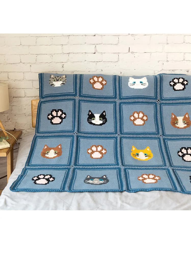 Kit Materiale Fai-da-te per Uncinetto con Motivi, Filato di Cotone e Uncinetti, Stile Femminile, Coperta Patchwork Fatta a Mano, Fun Weaving Society
