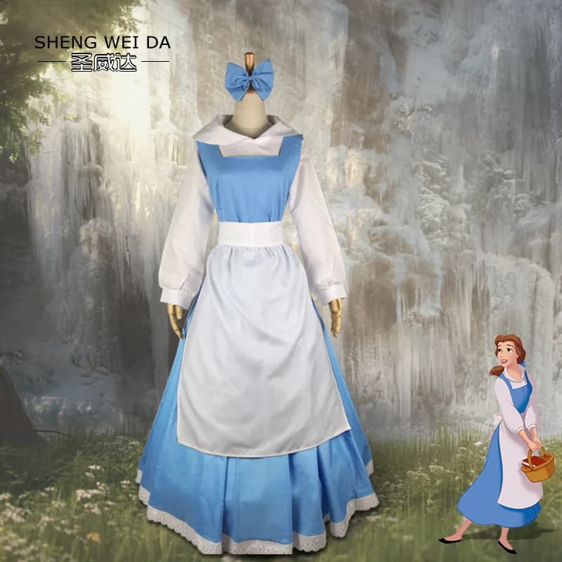 Costume Cosplay Stile Anime WHH Dssni per Donne, Set Completo da Cameriera Principessa Belle per Ragazze, Halloween e Carnevale