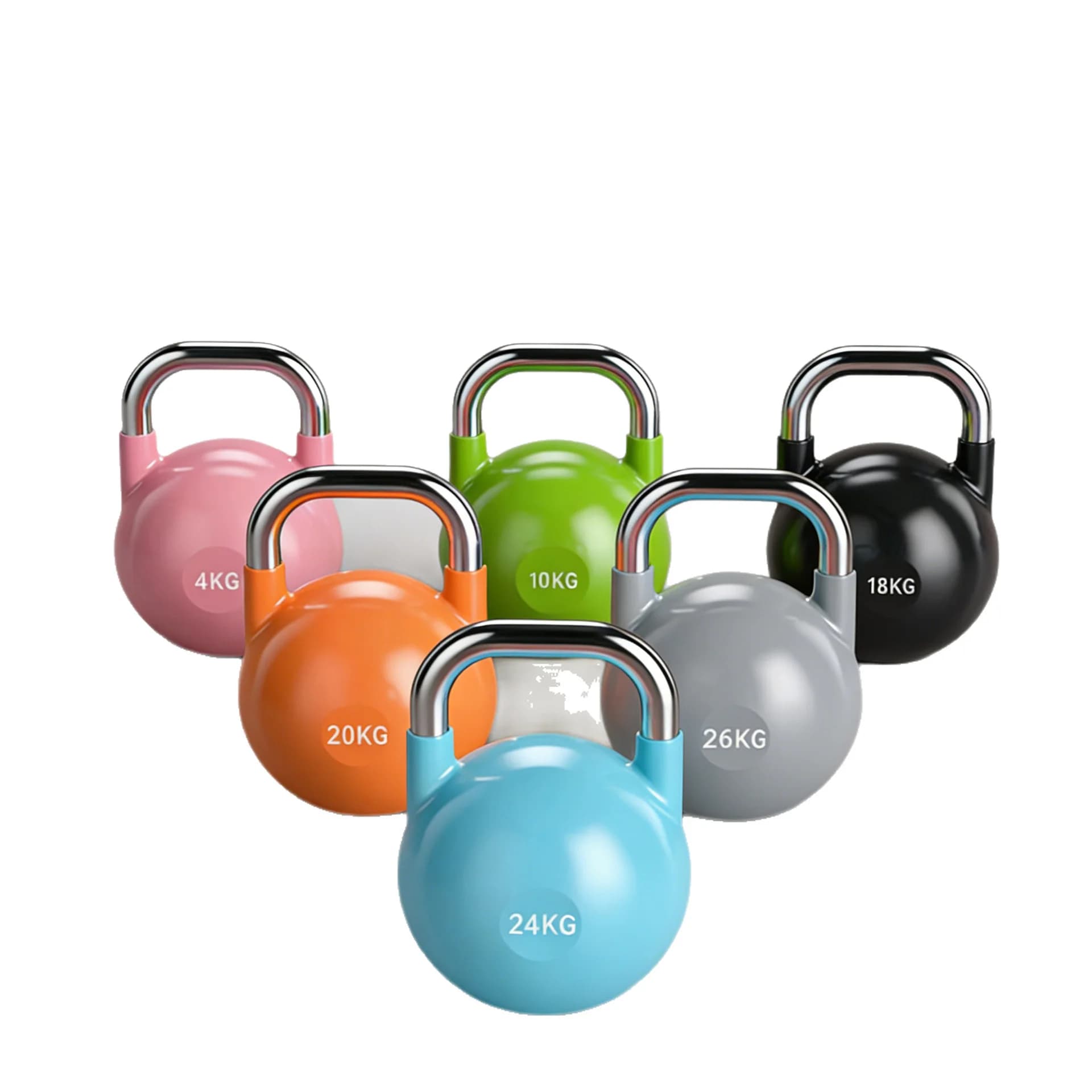 2026 Professional Universal Fitness Equipment Gym Weight Colorful Competition Electroplated Stainless Steel All-Steel Kettlebel