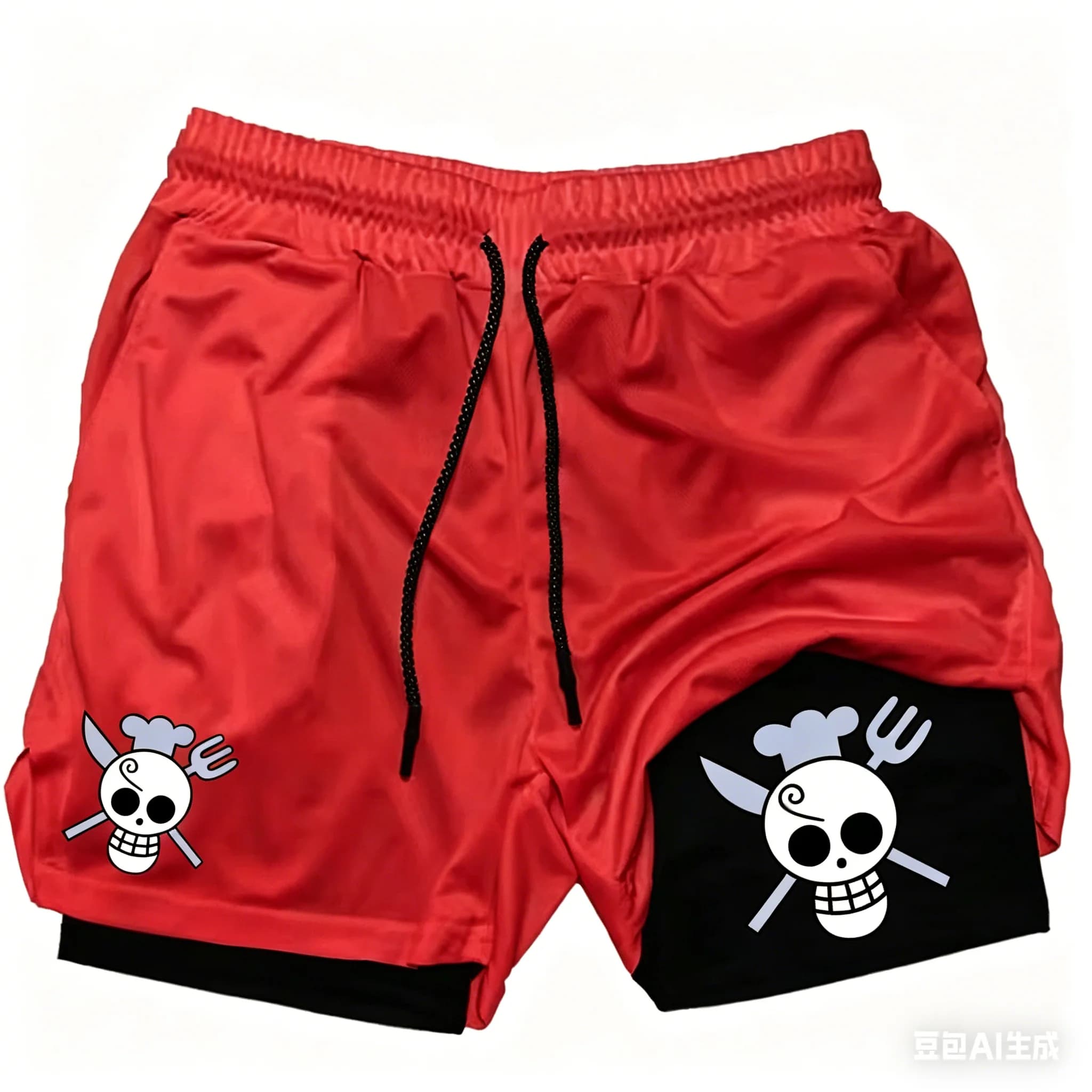 One Piece Anime Men'S Compression Shorts Summer 2 In 1 Double Layered Shorts Gym Fitness Running Shorts Quick Dry Beach Shorts