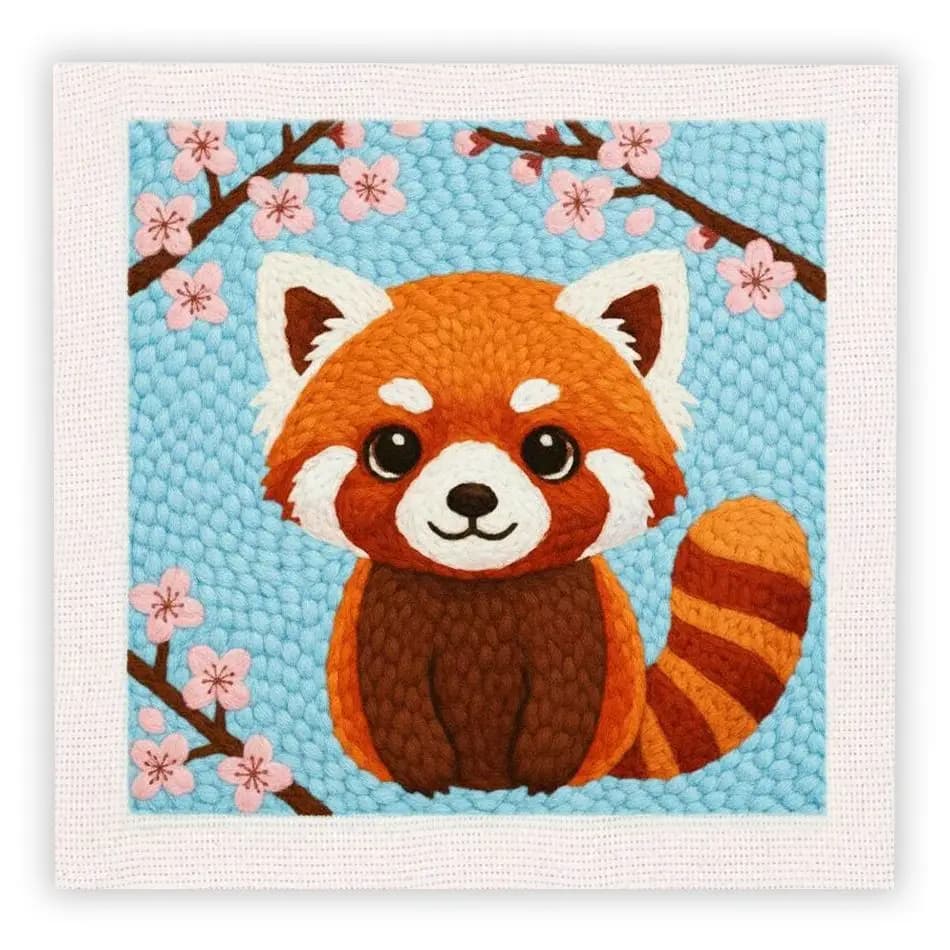 CHENISTORY Raccoon Punch Needle Kit For Adults Diy Making Kits Animal Punch Needle Kit Patterns For Adults Crafts Gift
