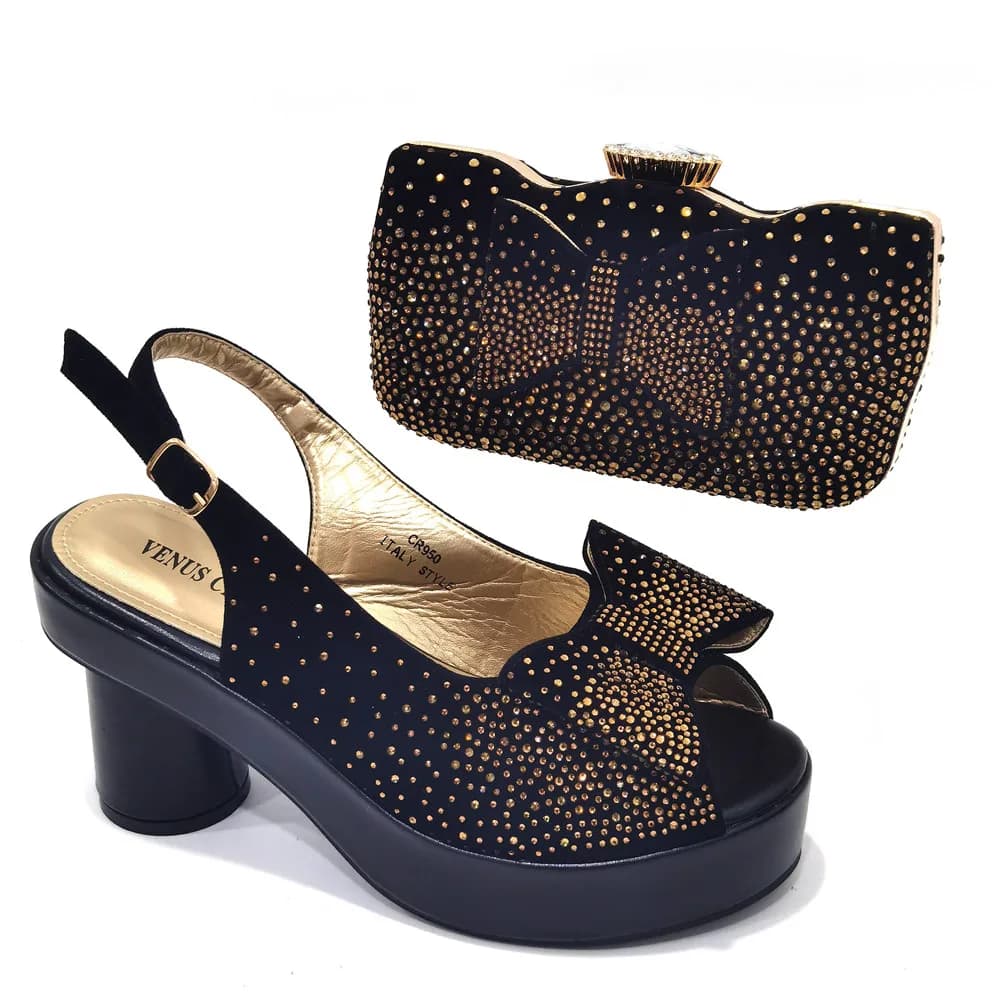 2025 Set di scarpe e borse italiane decorate con strass Scarpe e borse nigeriane per matrimonio Set di scarpe e borse da donna italiane