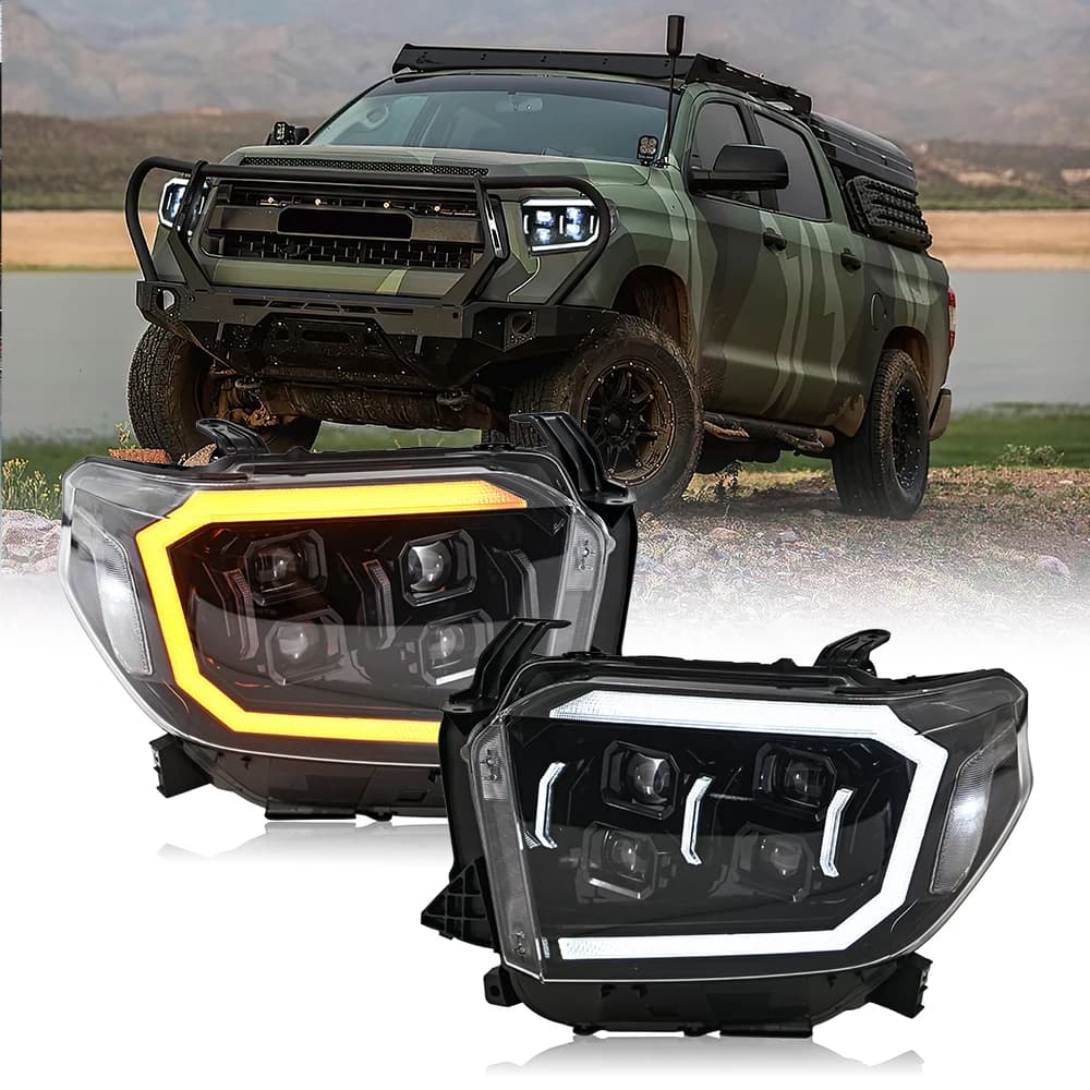 Coppia faro DRL con obiettivo per proiettore super leggero per Toyota Tundra 2014-2021