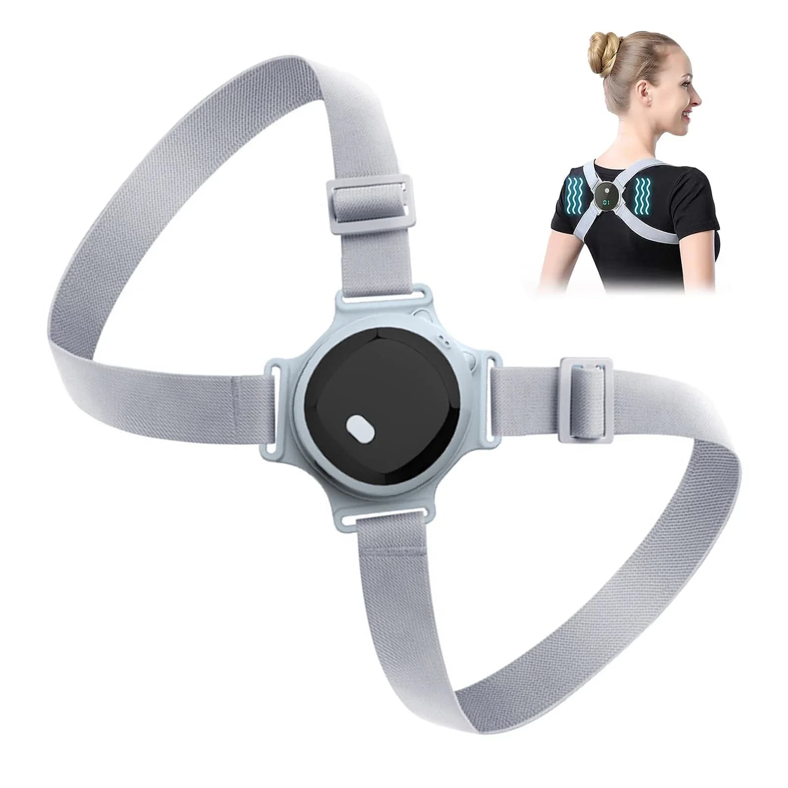 Correttore posturale elettrico intelligente Cintura di supporto per tutore per la schiena Gilet per allineamento della colonna vertebrale lombare ricaricabile tramite USB per impiegati