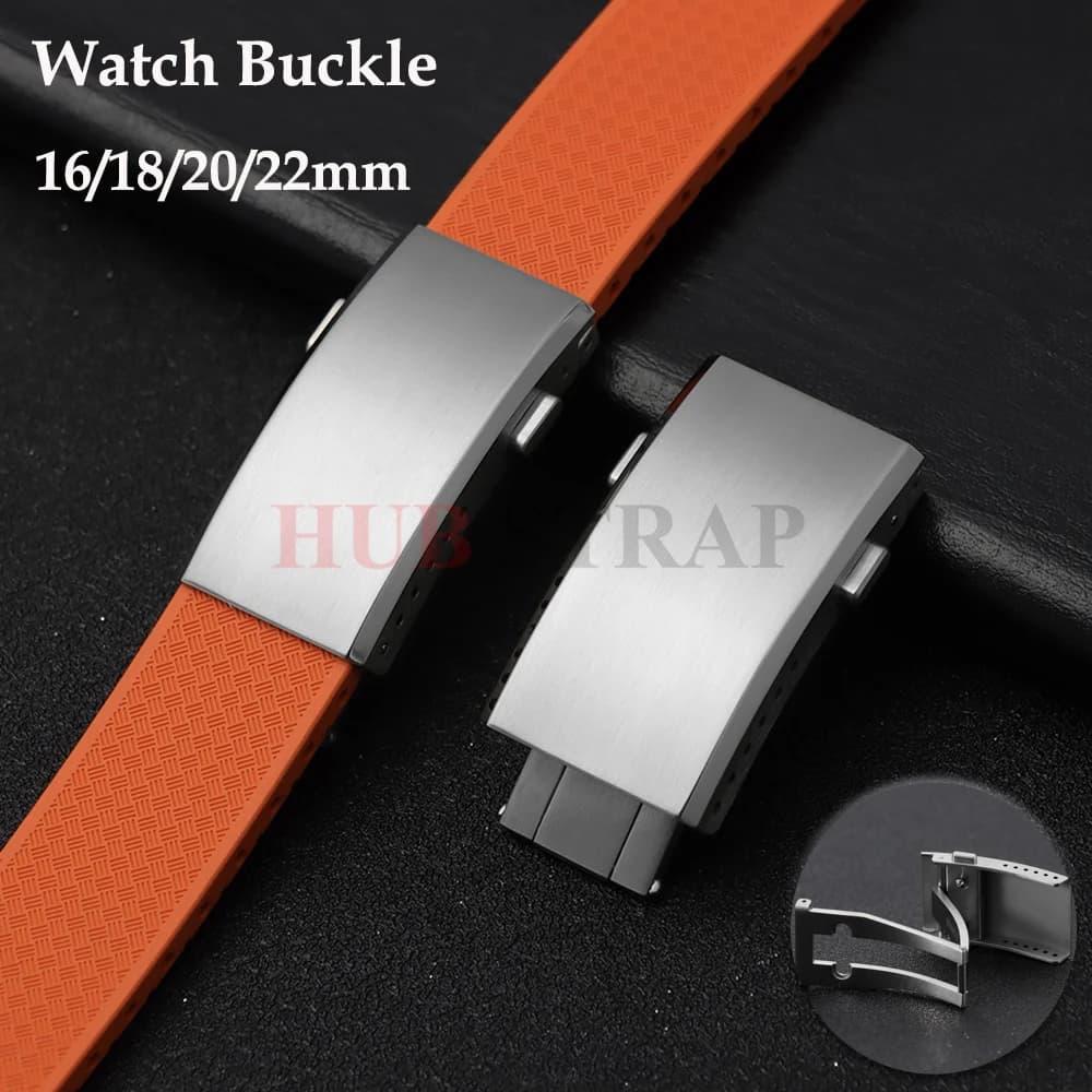 Watch buckle 16mm 18mm 20mm 22mm, Stainless Steel Foldable Closure for Silicone Straps, Men's and Women's Watches Accessories