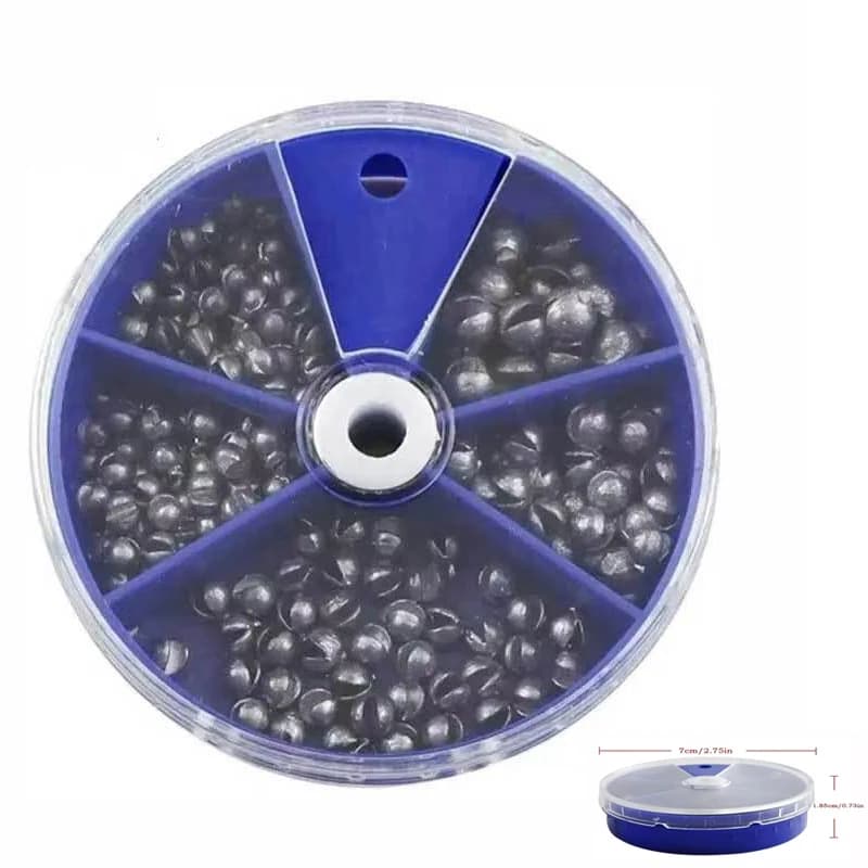 205 Pezzi Piombi da Pesca a Sfera Spezzata 0.2-0.8g, Scatola Trasparente a 5 Scomparti, Galleggianti da Pesca 0.2g/0.4g/0.6g/0.8g