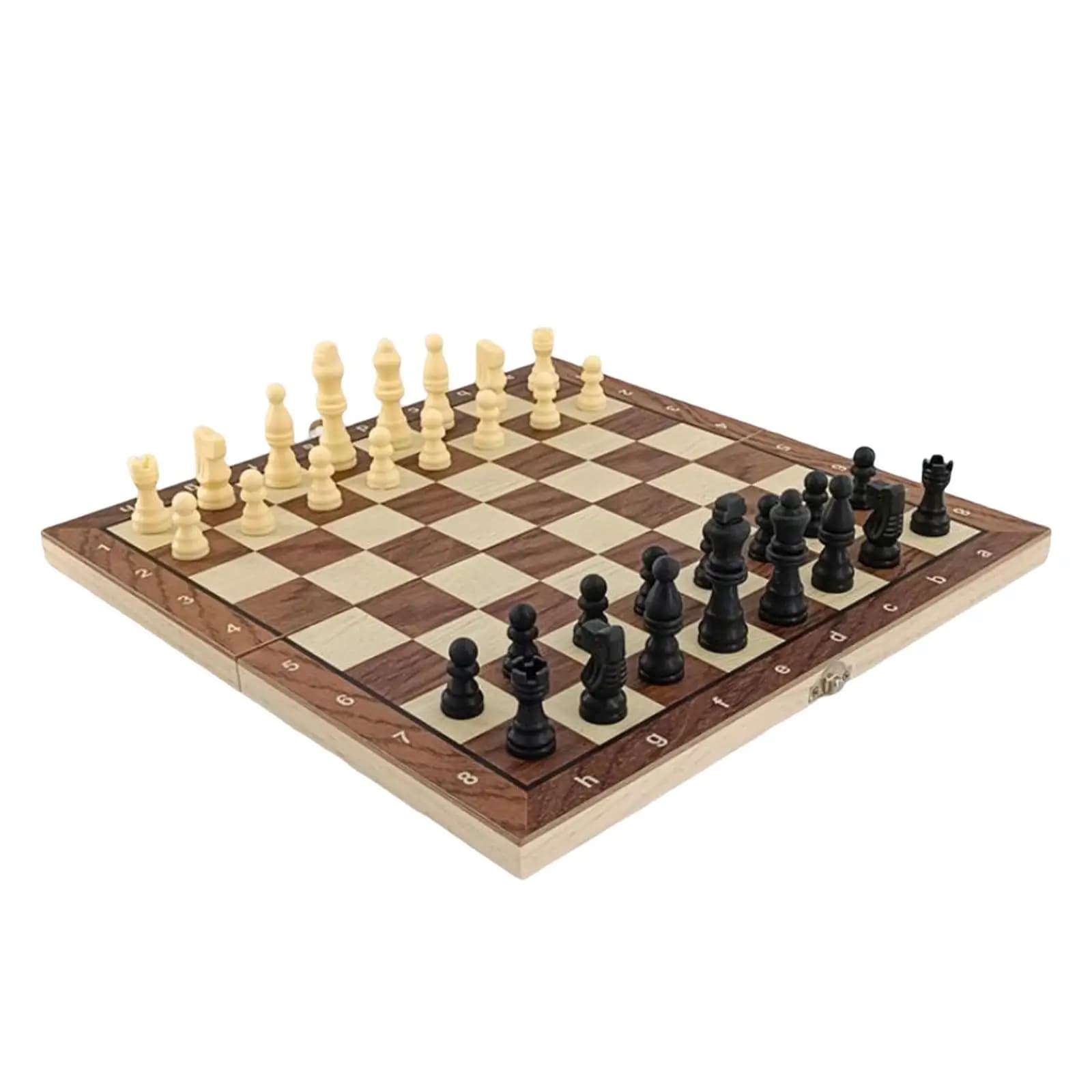 Set di scacchi in legno con portaoggetti pieghevole portatile per disegni per adulti Famiglia Marrone S