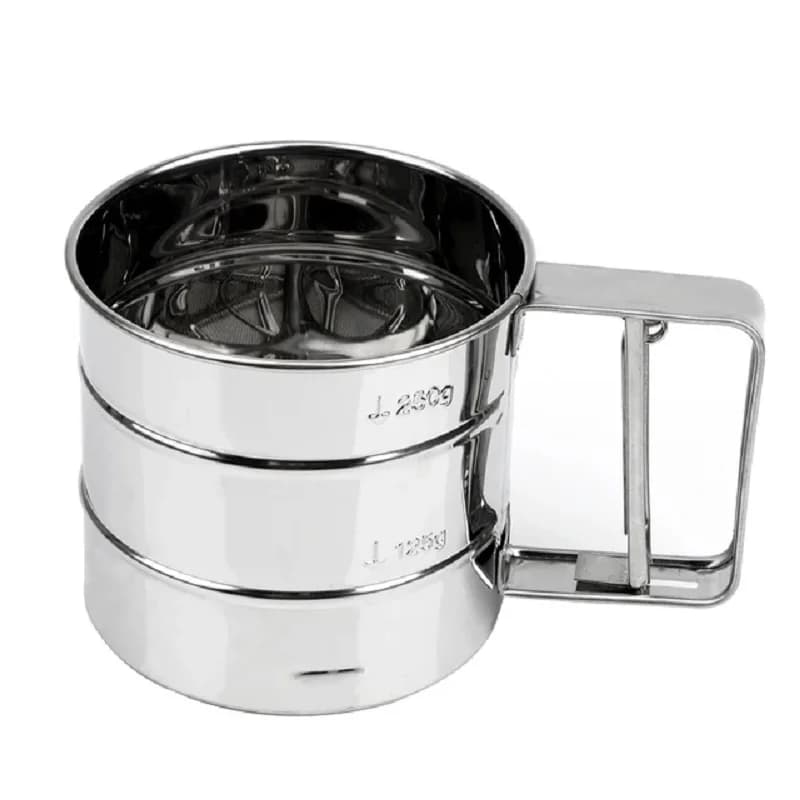 Stainless Steel Flour Sifter For Baking, Powder Sugar Shaker With Hand Press Design, Fine Mesh Flour Sifter Sieve Cocktail Set