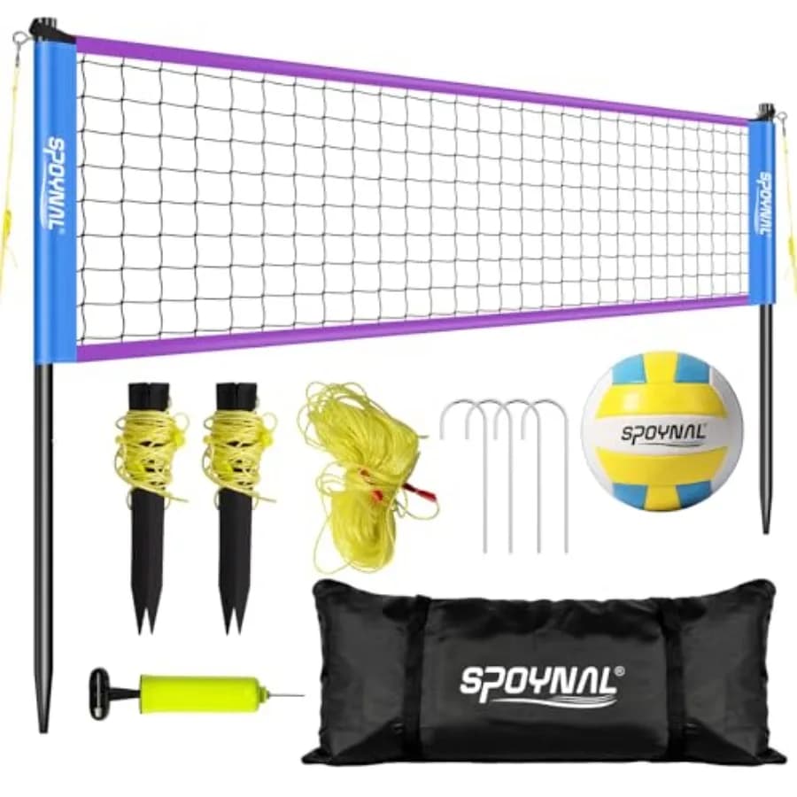 Rete da Pallavolo Portatile per Giardino e Spiaggia - Set da Pallavolo da Esterno 20FT/32FT con Altezza Regolabile 8ft/7.8ft/7.4ft Bounda