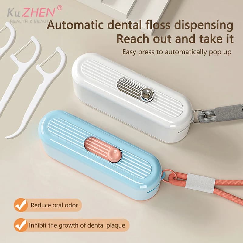 50/100Pc Interdental Wire Dispenser Automatic Ejectable Interdental Thread Organizer Oral Hygiene Presse-on Dispenser Dispens of Dispensable Wire Dispenser
