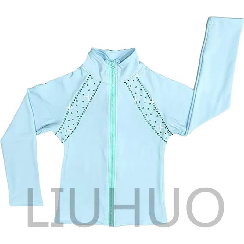 LIUHUO Giacca da allenamento per pattinaggio su ghiaccio da ragazza Peluche caldo e spesso con decorazione di strass Abbigliamento da allenamento per pattinaggio JB238