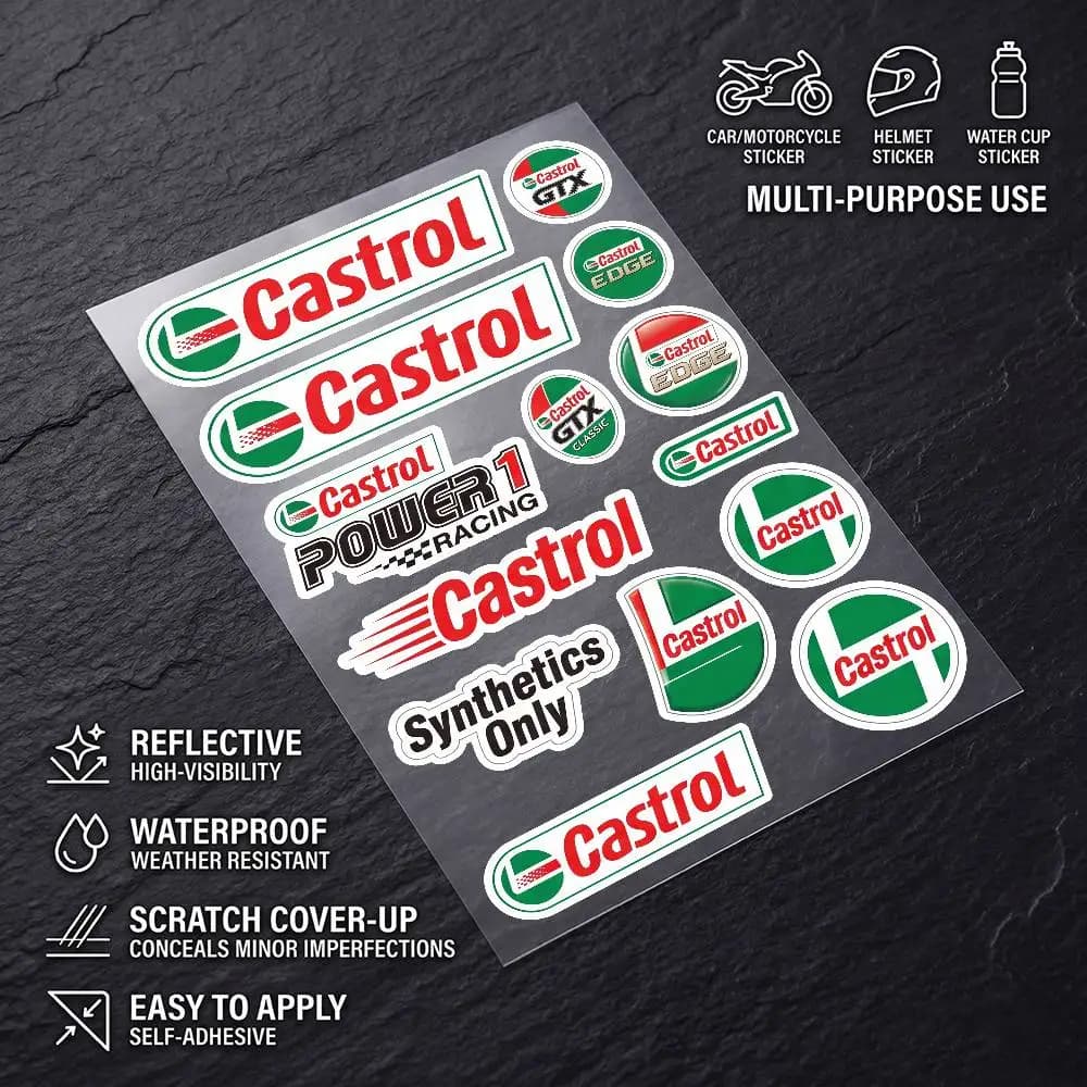 for Castrol Waterproof Reflective Scratch Cover Sticker Universal Decor Decal For Car Motorcycle Helmet Refrigerator