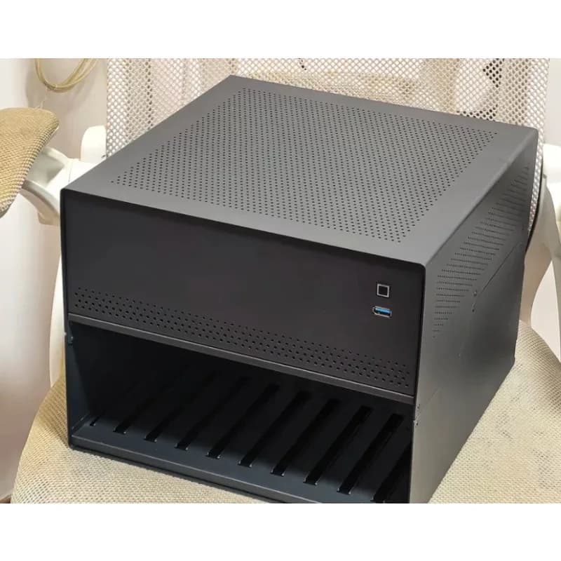 MATX NAS Case 10+2 Disk Positions 1U PCI‑E Power Supply DIY Network Storage Server for Home Data Backup