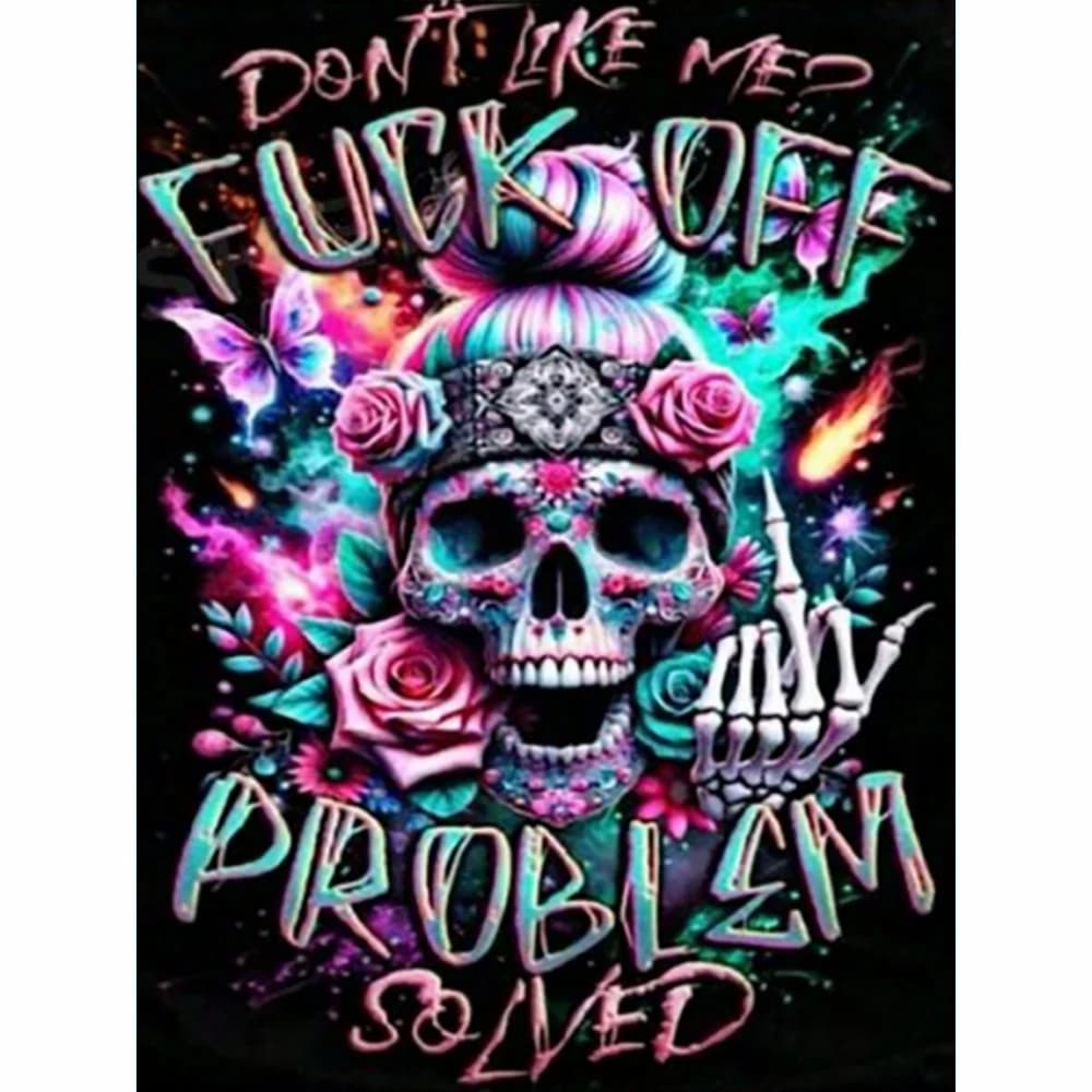 Round Drill Diamond Painting Colorful Sugar Skull Rose Butterfly DIY Rhinestone Embroidery Gothic Wall Art Mosaic