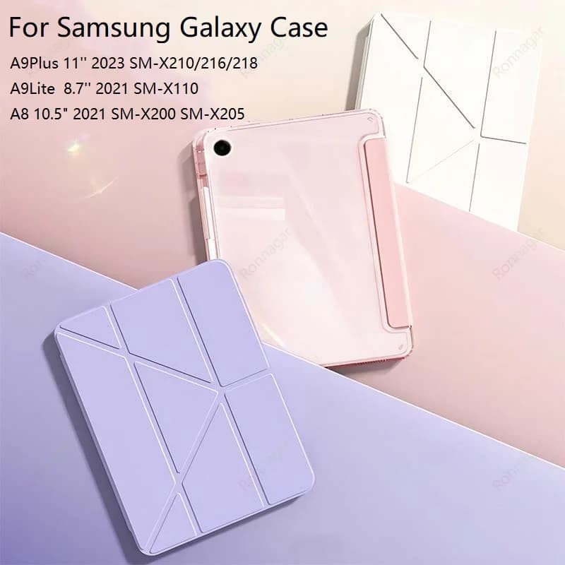 Cover trasparente per tablet con piega a Y per Samsung Galaxy Tab A11 Plus 2025 A9 Plus/A9+ 5G 11 pollici SM-X210/X216 Smart Cover per Galaxy A8 10.5