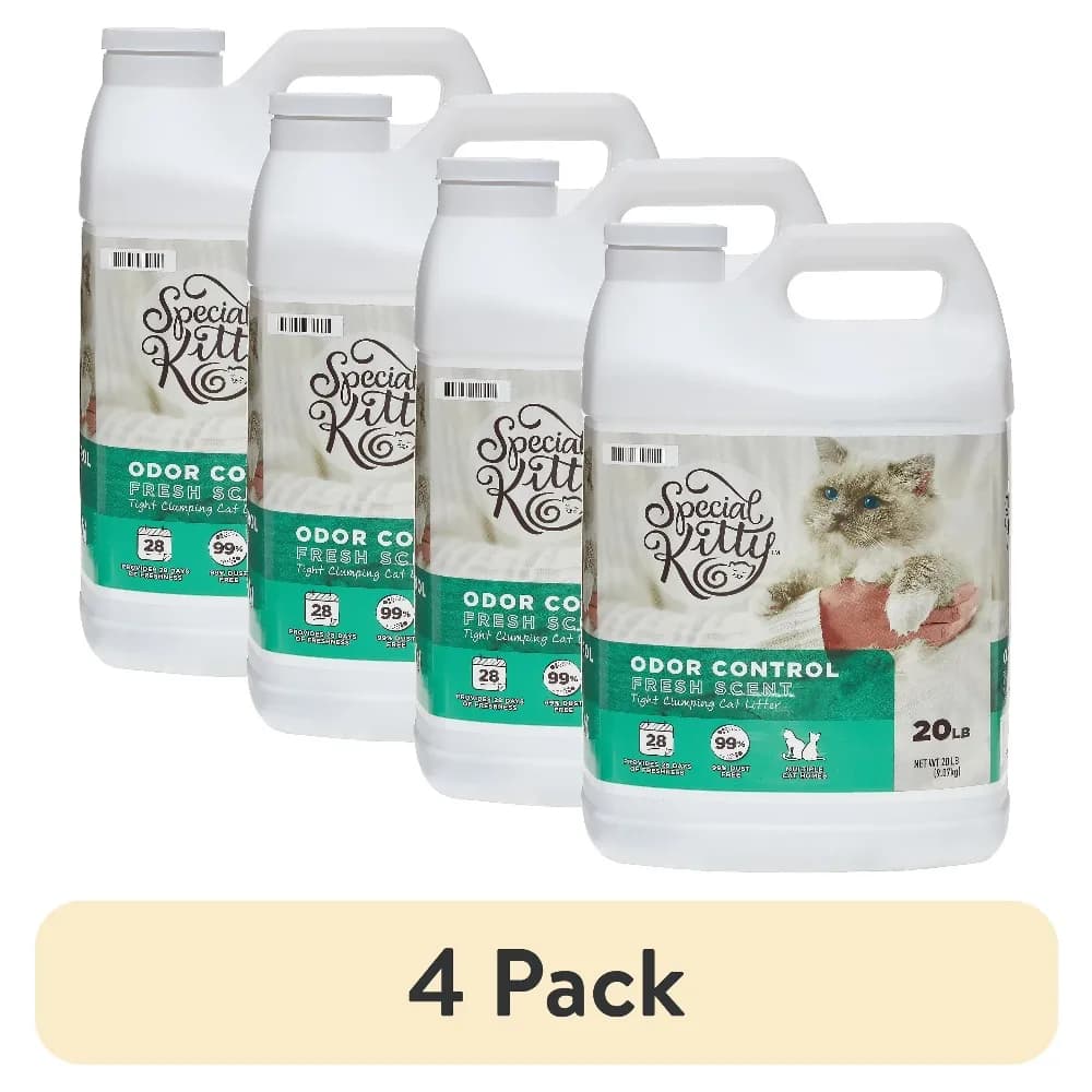 Confezione da 4: Lettiera Agglomerante Speciale per Gatti, Profumo Fresco, Tanica da 9 kg