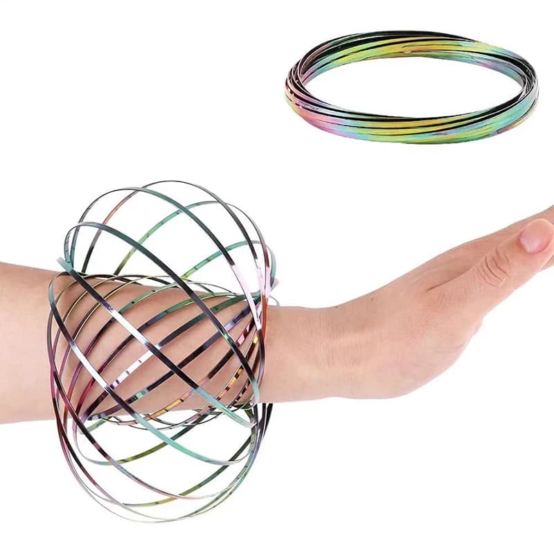 Spinner Ring Braccio Magico Cinetico Primavera Bracciale 3D Primavera Fidget Anello Arcobaleno Interattivo Primavera Giocattolo Regalo per Alleviare Lo Stress Per Adulti