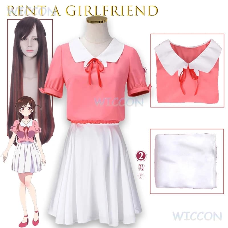 Noleggia una fidanzata Chizuru Mizuhara Costume Cosplay Anime Outfit Noleggio Set completo Parrucca Alta Cos Vestito Convenzione Festa di Halloween