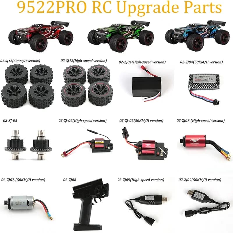 9522 PRO Ricambi RC per Auto: Albero di Trasmissione, Ingranaggi, Cuscinetti, Servomotore, Ricevitore, Motore, Differenziale, Cambio, Pneumatici