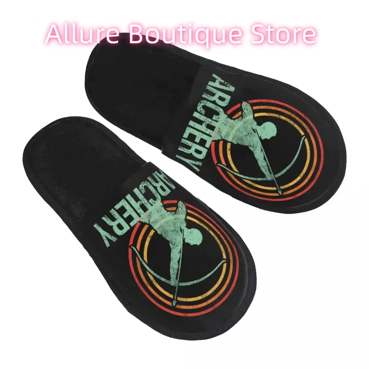 Retro Arrow Bow Soft Scuff con pantofole in memory foam Scarpe da casa vintage da donna per hotel